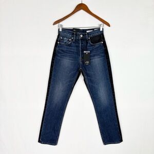 NEW‎ Noend Eve Slim Straight Crop Jean Blue Gray Size 25